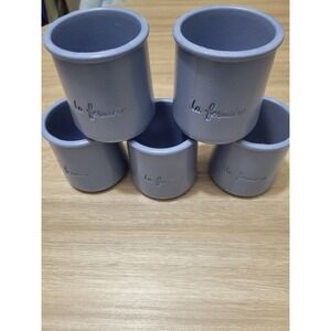 La Fermiere PERIWINKLE BLUE Cermer Glazed Terra Cotta Yogurt Pots Lot of 5